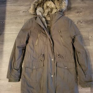 Aeropostale Women's Olive Fur-Lined Ski Jacket
